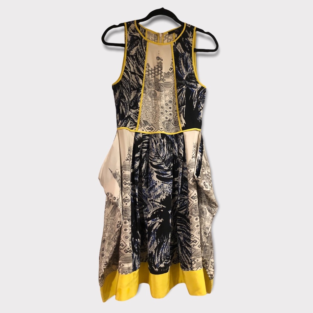 Tibi Sleeveless Abstract Tribal Print Sleeveless Dress